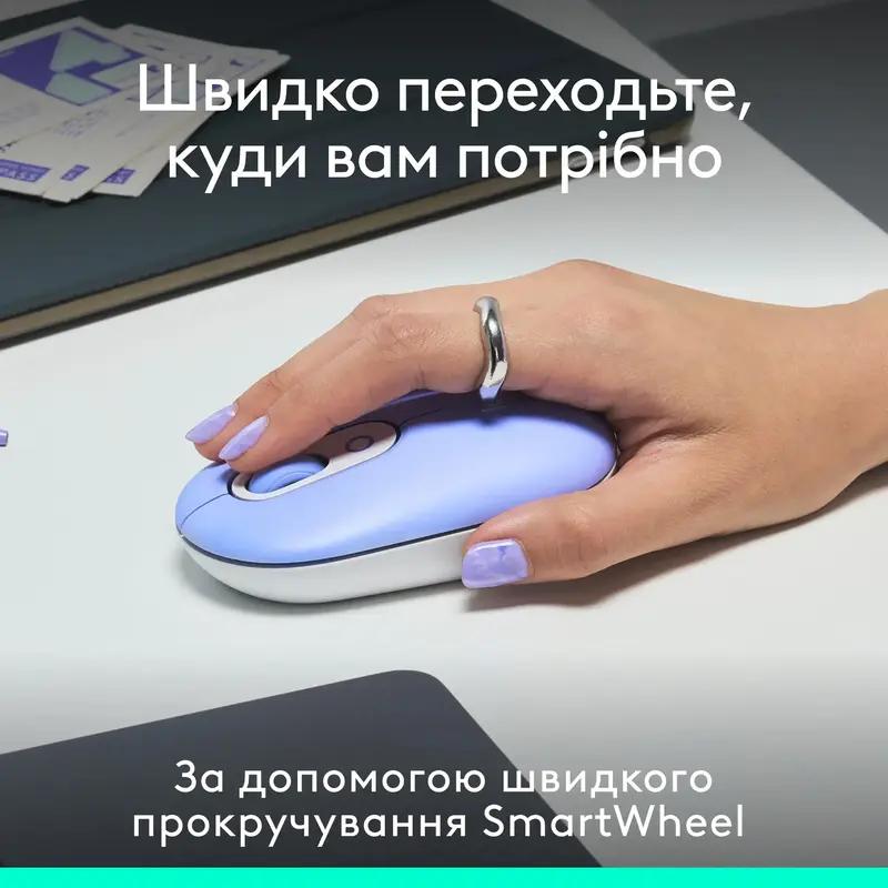 Мышь Logitech беспроводная POP Mouse with emoji Bluetooth сиреневая фото