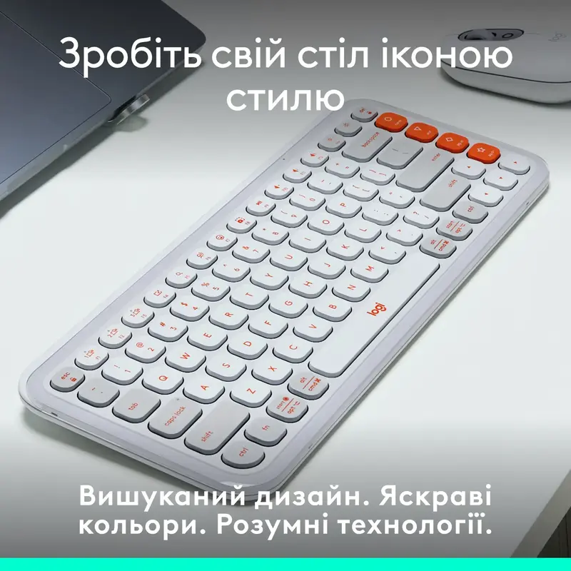 Клавиатура Logitech POP Ikon Keys UA беспроводная белая фото