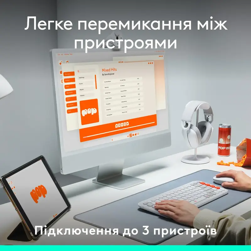 Клавиатура Logitech POP Ikon Keys UA беспроводная белая фото