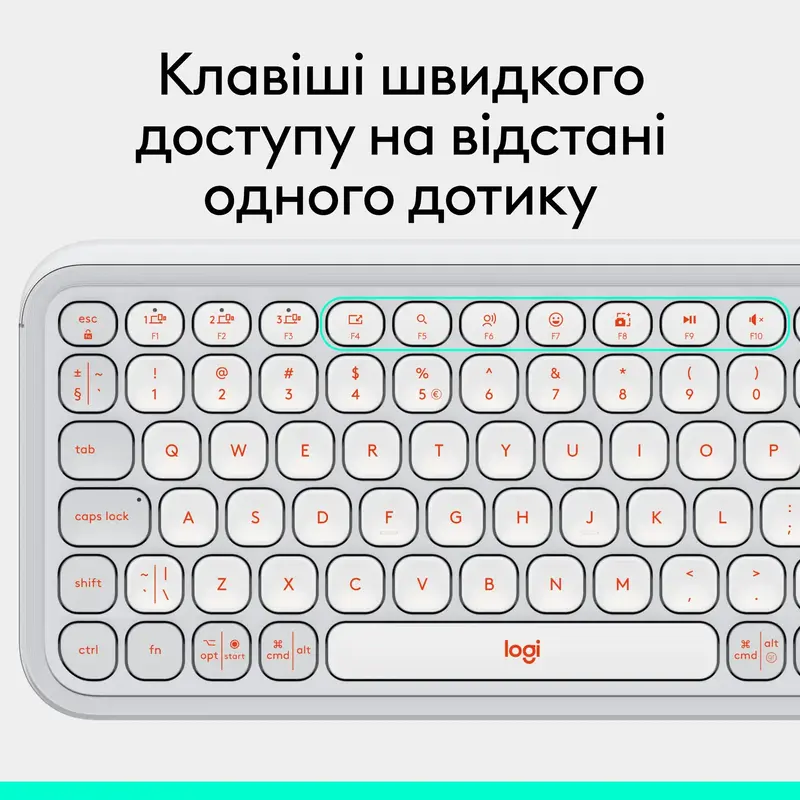 Клавиатура Logitech POP Ikon Keys UA беспроводная белая фото