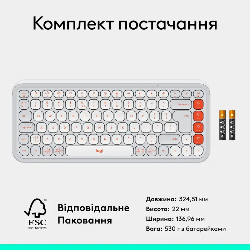 Клавиатура Logitech POP Ikon Keys UA беспроводная белая фото