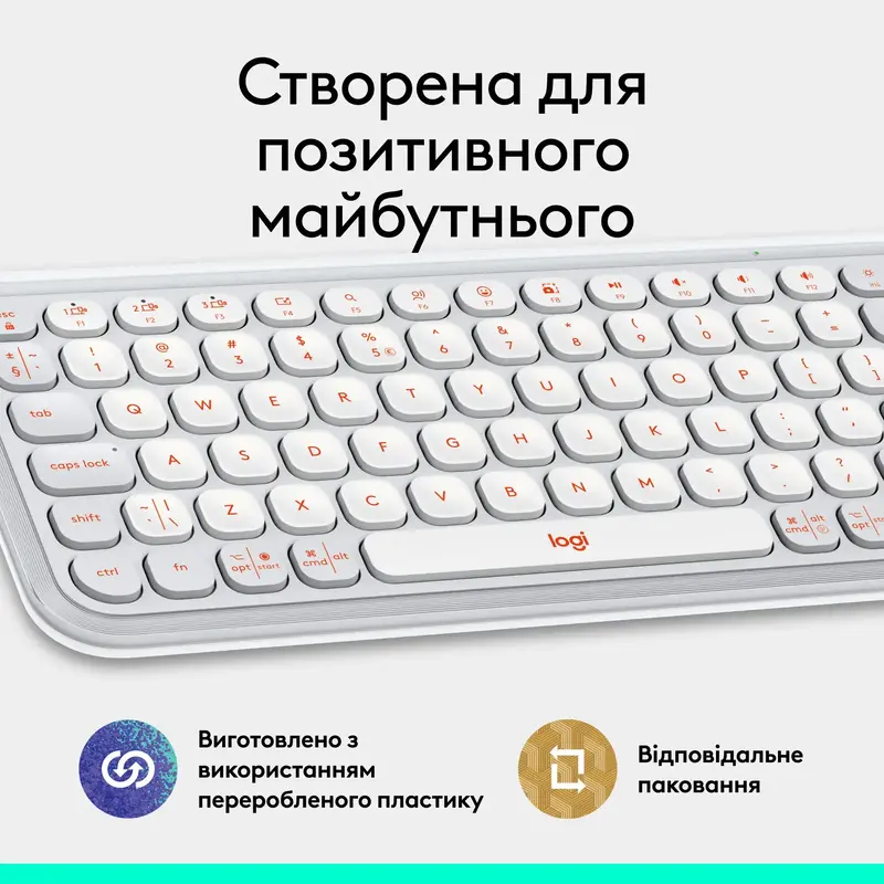 Клавиатура Logitech POP Ikon Keys UA беспроводная белая фото