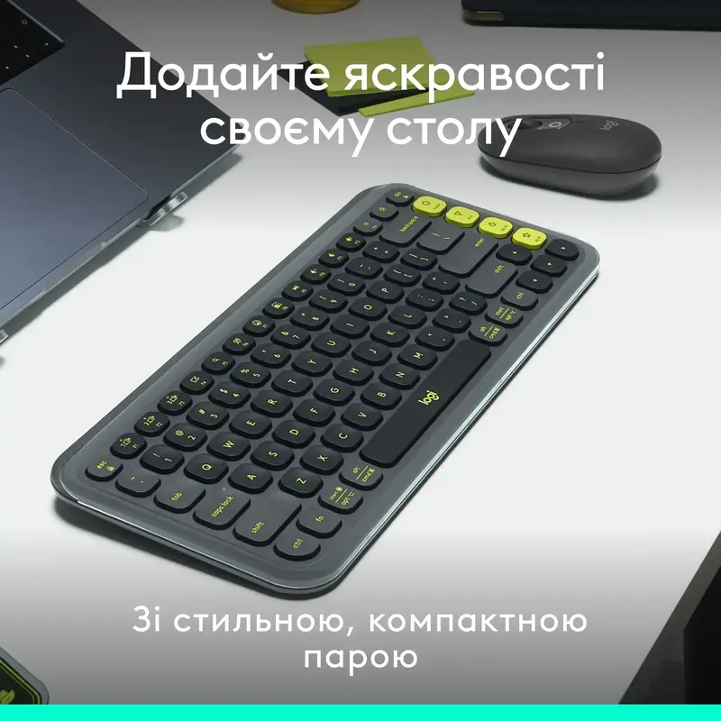 Комплект Logitech POP Ikon Combo UA бездротовий графiтовий - фото - №1