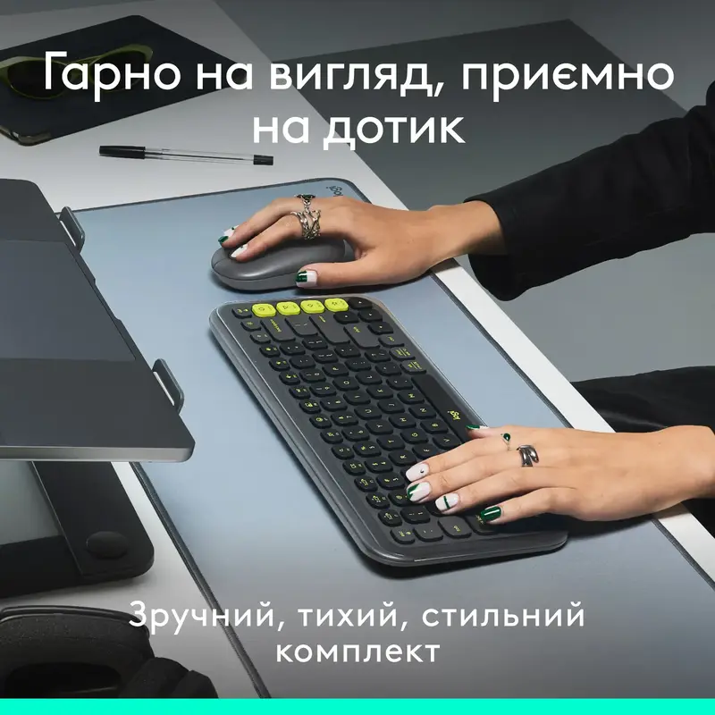 Комплект Logitech POP Ikon Combo UA бездротовий графiтовий - фото - №3