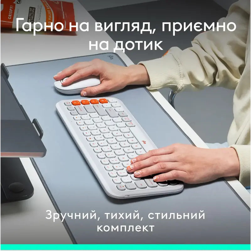 Комплект Logitech POP Ikon Combo UA бездротовий бiлий фото