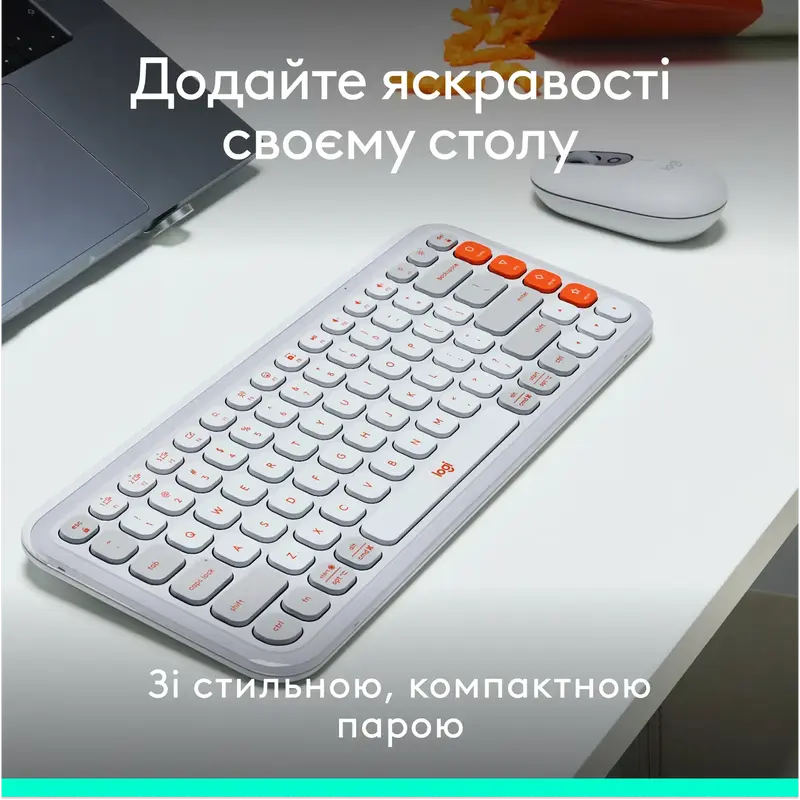 Комплект Logitech POP Ikon Combo UA бездротовий бiлий фото