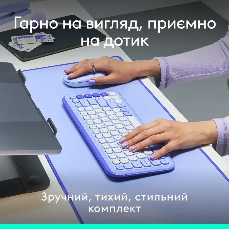 Комплект Logitech POP Ikon Combo UA бездротовий бузковий фото
