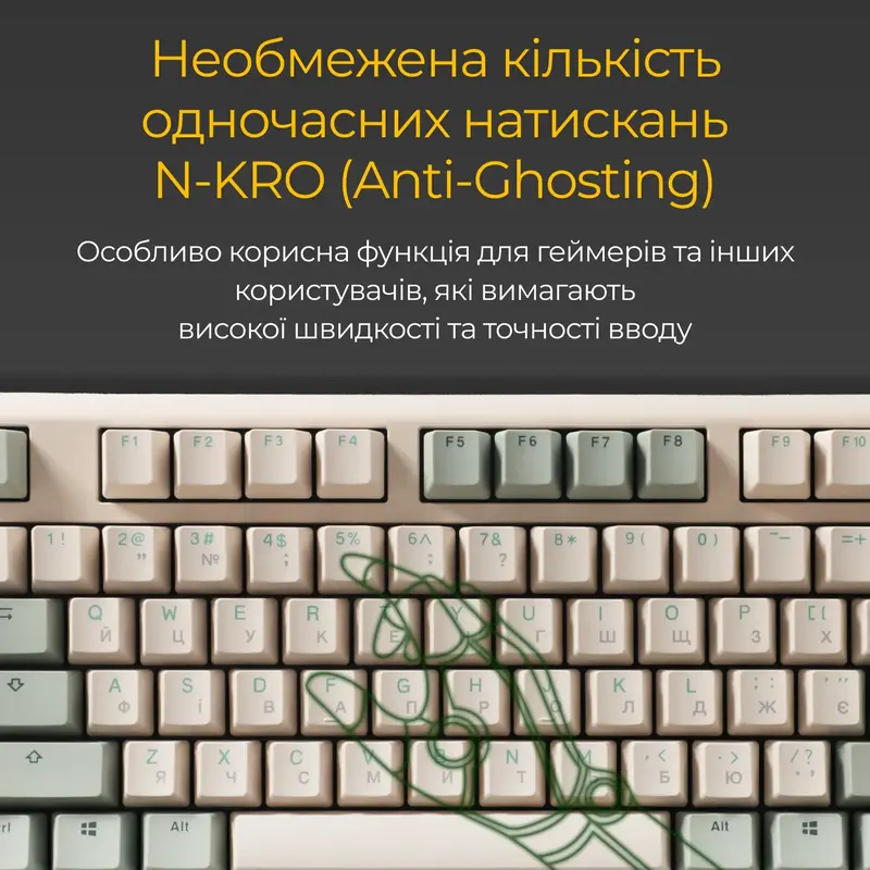 Ігрова клавіатура Ducky One 3 TKL Cherry MX Brown Matcha Cream - фото - №13