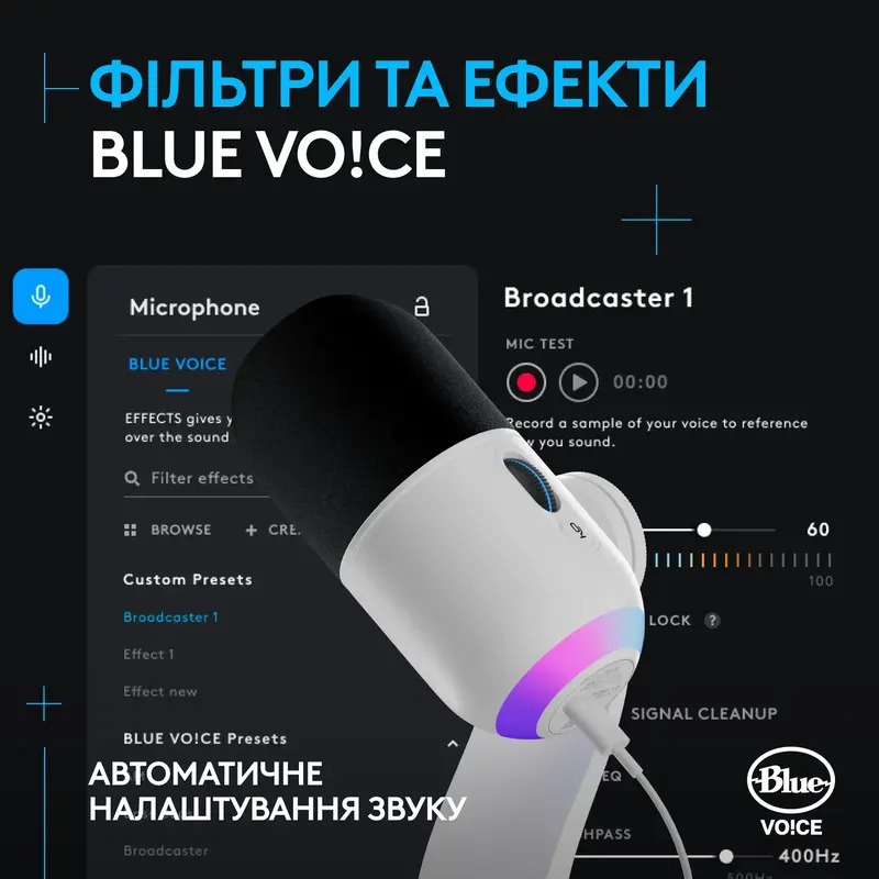 Мікрофон Logitech G Yeti GX Dynamic Gaming Mic with Lightsync OFF White - фото - №3