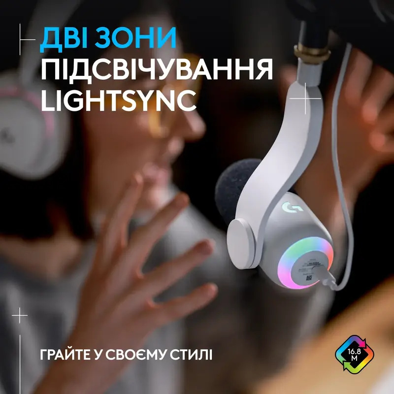 Мікрофон Logitech G Yeti GX Dynamic Gaming Mic with Lightsync OFF White - фото - №2