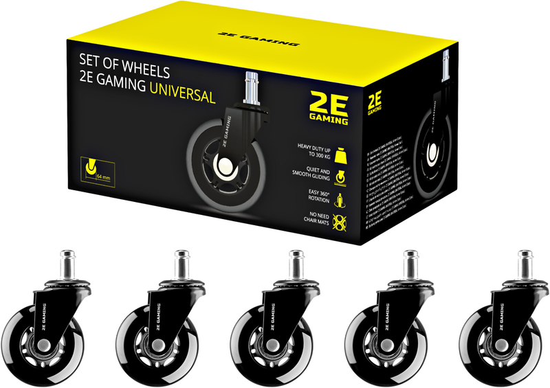 Комплект колес 2E Gaming Universal 64 мм 5 шт (Black) 2E-GWH-003-BK фото
