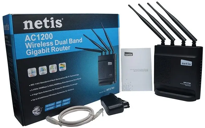 Интернет роутер Netis WF2780 AC1200, 4xGE LAN, 1xGE WAN, MESH фото