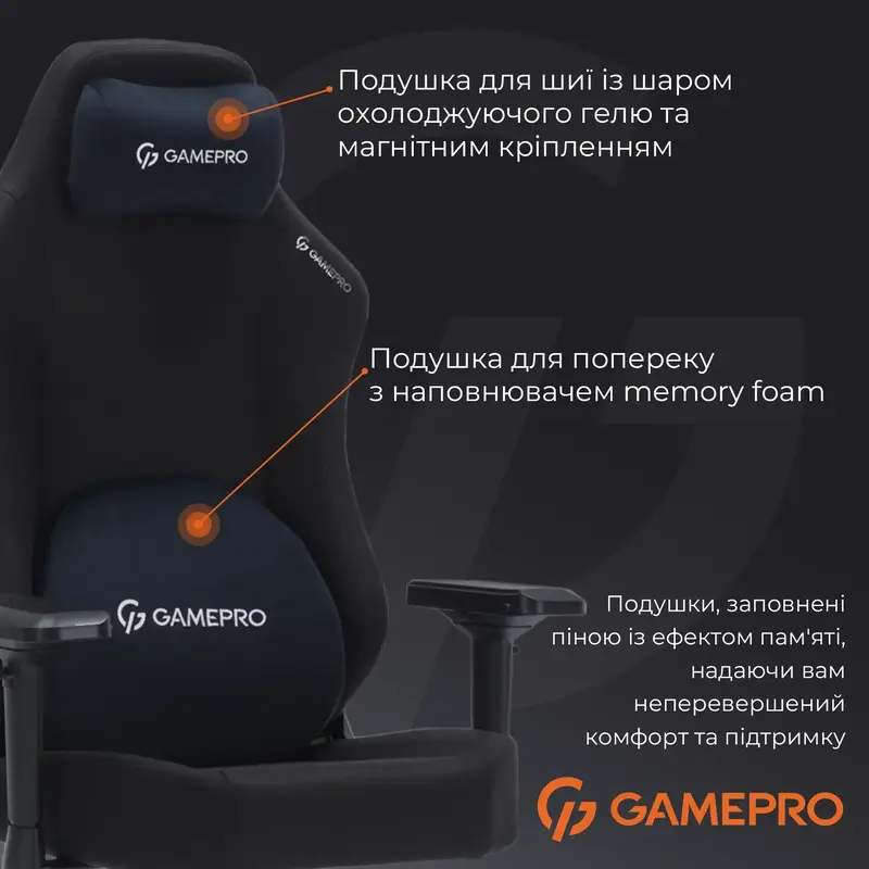 Игровое кресло GamePro FGC750B Size L Fabric Black фото