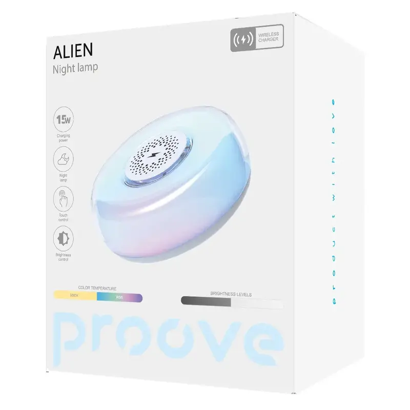 Нічник із бездротовою зарядкою Proove Alien (white) - фото - №1