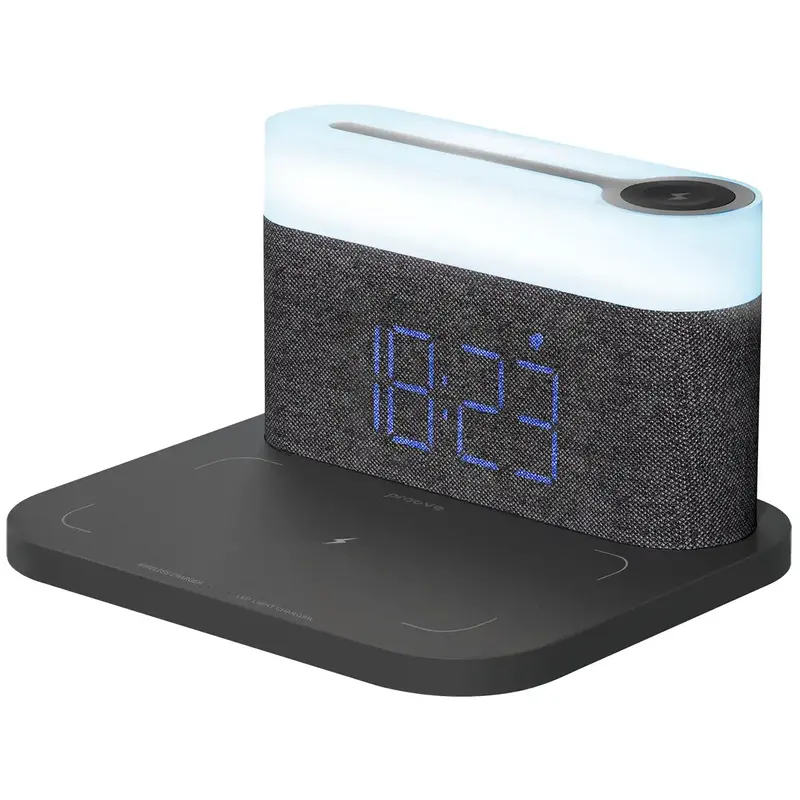 Нічник з бездротовою зарядкою та годинником Proove Day & Night (dark gray) - фото - №0