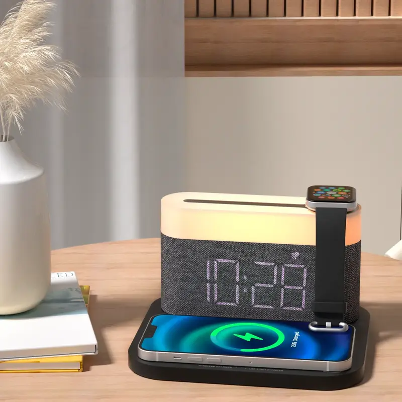 Нічник з бездротовою зарядкою та годинником Proove Day & Night (dark gray) - фото - №3