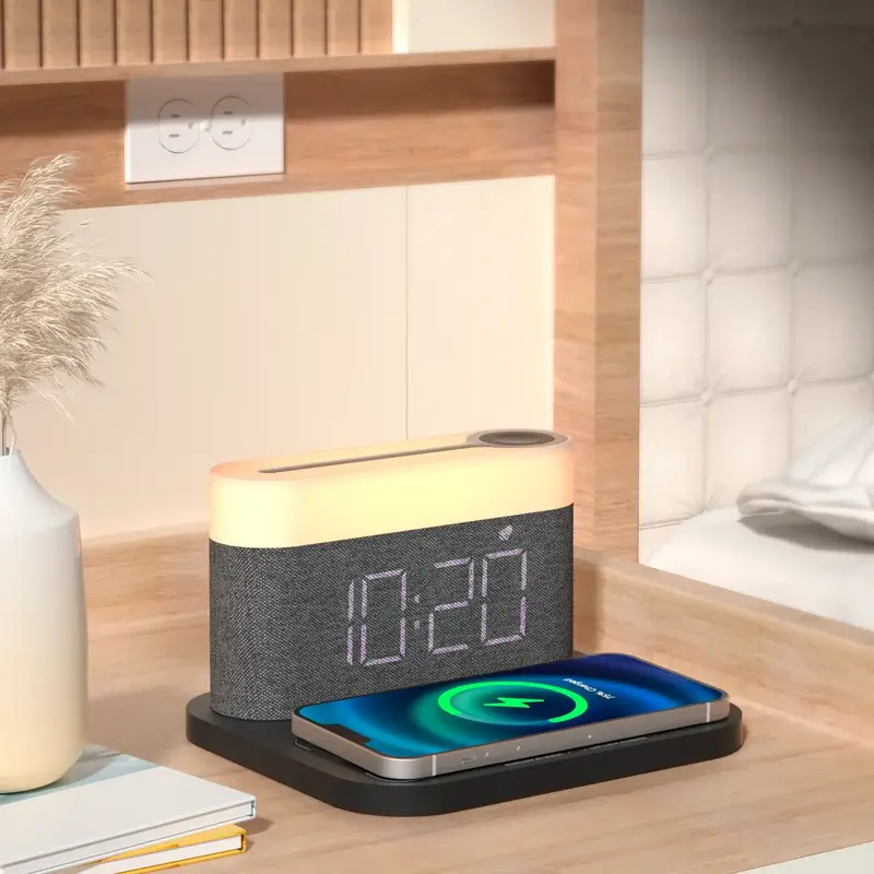 Нічник з бездротовою зарядкою та годинником Proove Day & Night (dark gray) - фото - №4