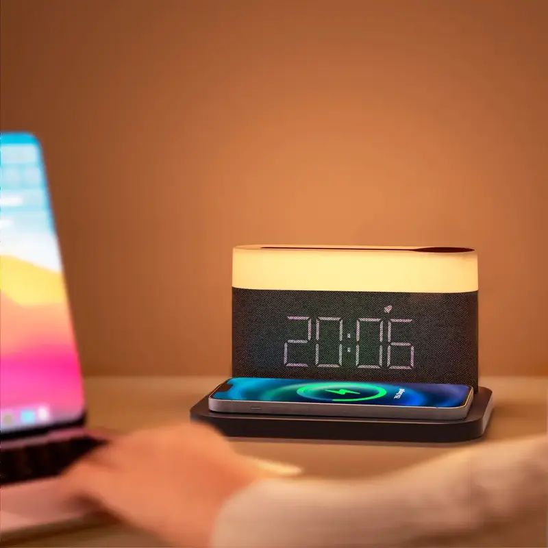 Нічник з бездротовою зарядкою та годинником Proove Day & Night (dark gray) - фото - №5