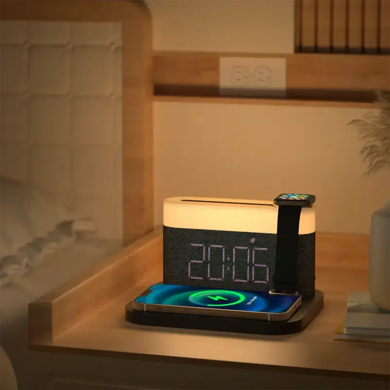 Нічник з бездротовою зарядкою та годинником Proove Day & Night (dark gray) - фото - №8