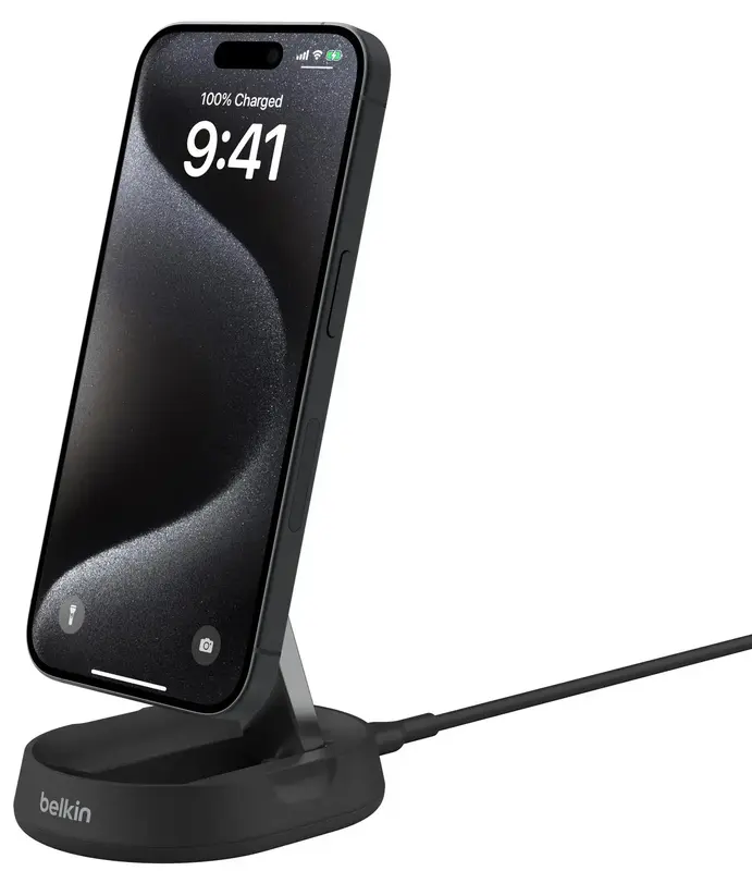 Бездротовий ЗП Belkin 15Вт Magnetic Stand Qi2, чорний фото