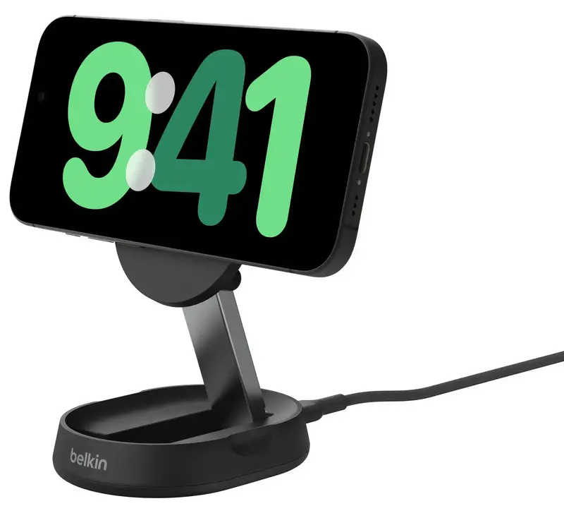 Бездротовий ЗП Belkin 15Вт Magnetic Stand Qi2, чорний фото