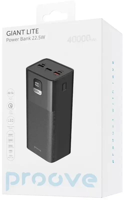 Порт.ЗП Proove Giant Lite 40000mAh 22.5W чорний фото