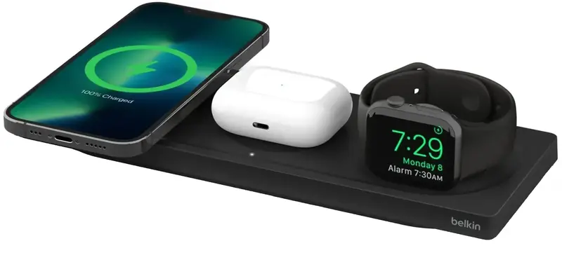 Бездротовий ЗП Belkin 3в1 MagSafe PRO iPhone/Watch/AirPods, чорний - фото - №2
