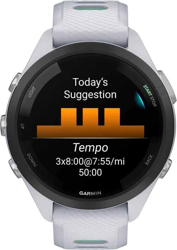 Смарт-годинник GARMIN Forerunner 265S з чорним безелем, білим корпусом та силіконовим ремінцем білий (010-02810-14) - фото - №2