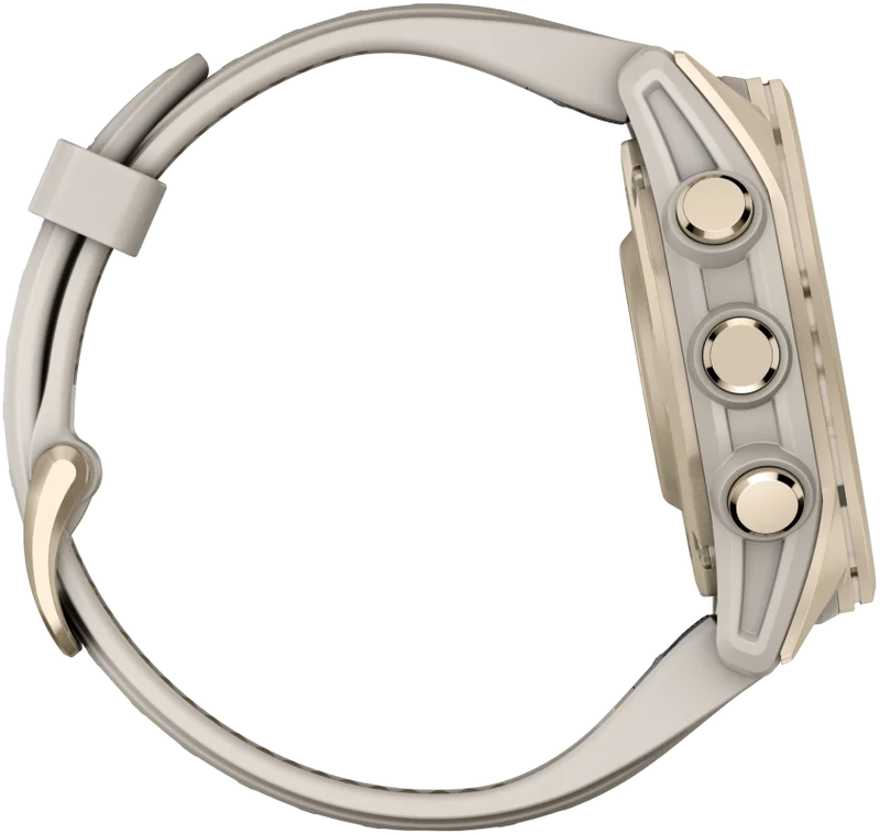 Смарт-годинник GARMIN fenix 8 - 43 мм AMOLED Sapphire,Soft Gold з Fog Gray/Dark Sandstone силіконовим ремінцем (010-02903-11) - фото - №6