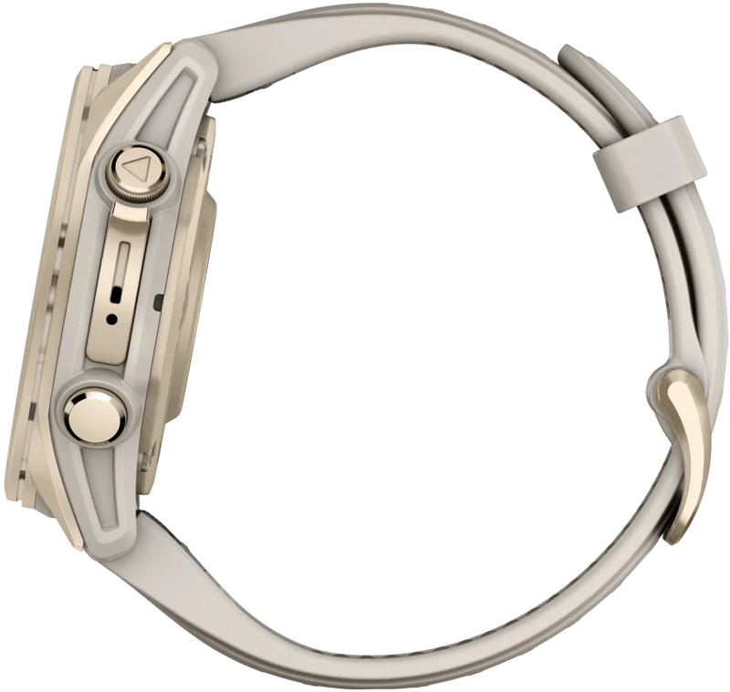 Смарт-годинник GARMIN fenix 8 - 43 мм AMOLED Sapphire,Soft Gold з Fog Gray/Dark Sandstone силіконовим ремінцем (010-02903-11) - фото - №7