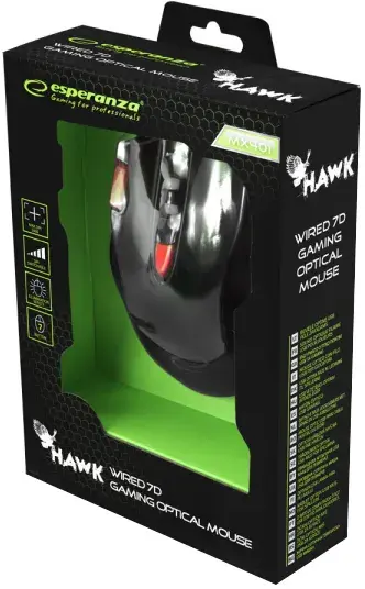 Ігрова миша Esperanza MX401 HAWK Black-Red - фото - №3