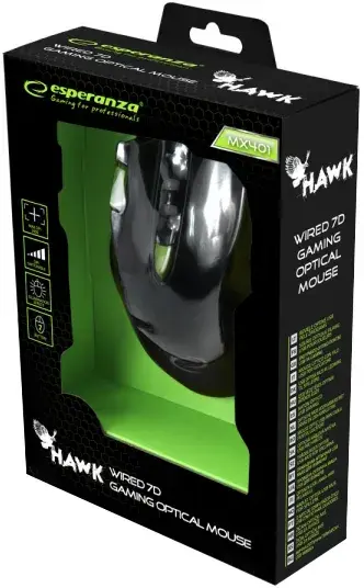 Ігрова миша Esperanza MX401 HAWK Black-Green - фото - №3