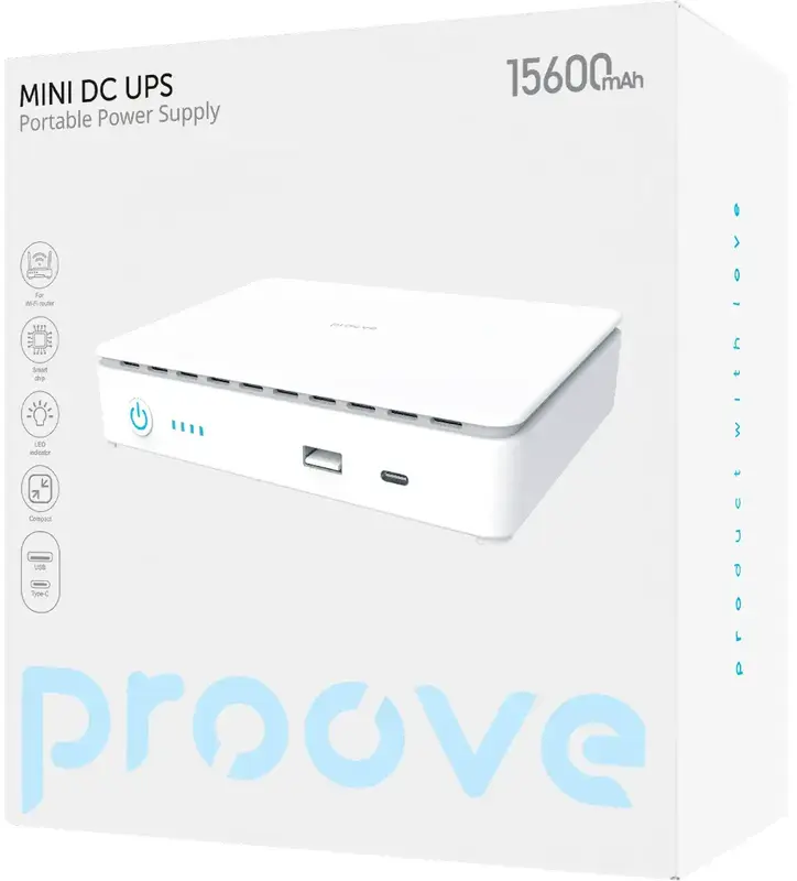 Порт.ДБЖ Proove Mini DC UPS 15600mAh 12V/9V/5V для роутера бiлий - фото - №3