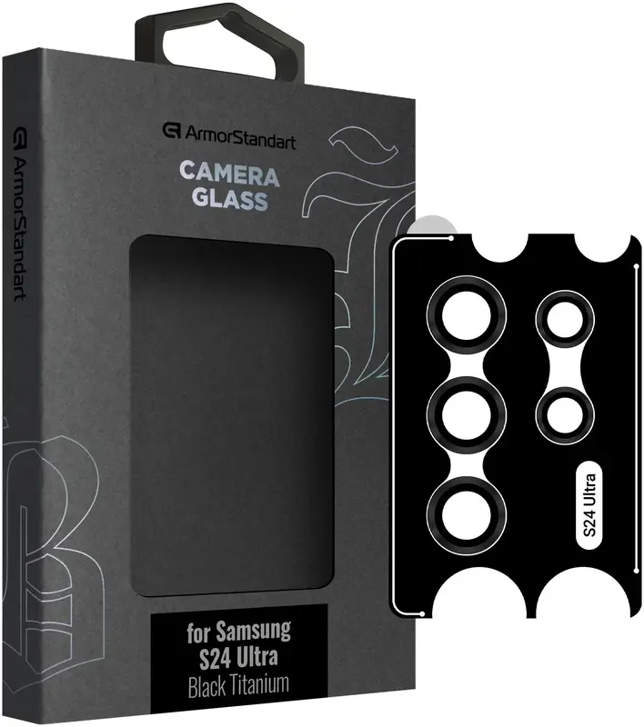 Защитное стекло для камеры Samsung S24 Ultra ArmorStandart Supreme Black Icon (Black Titanium) фото