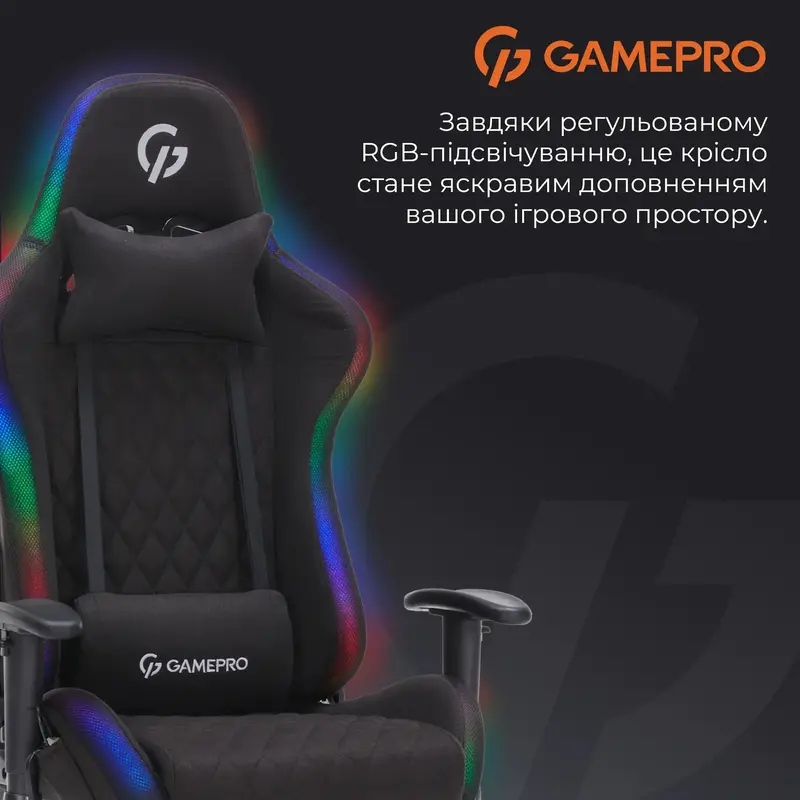 Ігрове крісло GamePro GC700FB RGB Fabric Black фото