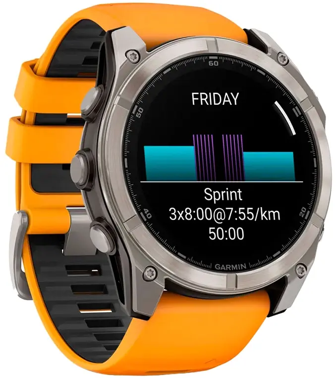 Смарт-годинник GARMIN Fenix 8 - 51 мм, AMOLED Sapphire, титан із силіконовим ремінцем кольору Spark (010-02905-11) - фото - №1