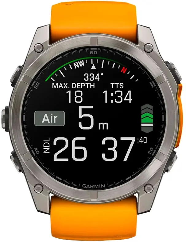 Смарт-годинник GARMIN Fenix 8 - 51 мм, AMOLED Sapphire, титан із силіконовим ремінцем кольору Spark (010-02905-11) - фото - №4