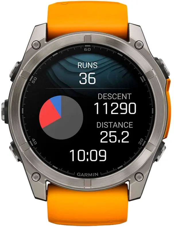 Смарт-годинник GARMIN Fenix 8 - 51 мм, AMOLED Sapphire, титан із силіконовим ремінцем кольору Spark (010-02905-11) - фото - №5