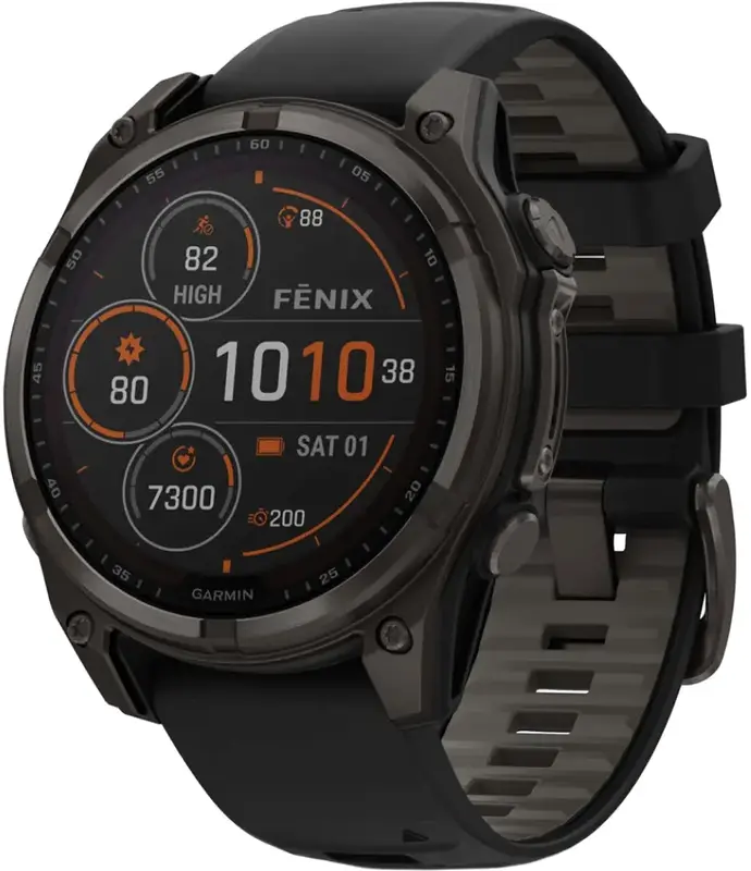 Смарт-годинник GARMIN Fenix 8 - 47 мм, Solar Sapphire, титан з DLC-покриттям Carbon Gray (010-02906-11) - фото - №0