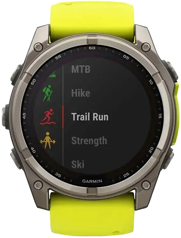 Смарт-часы GARMIN Fenix ​​8 - 51 мм, Solar Sapphire, титан с ярко-желтым/графитовым ремешком (010-02907-21) фото