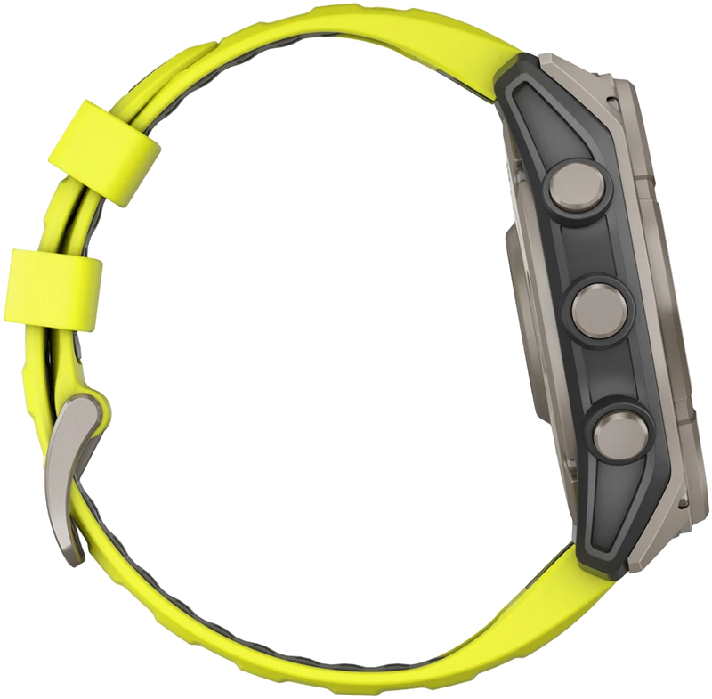 Смарт-часы GARMIN Fenix ​​8 - 51 мм, Solar Sapphire, титан с ярко-желтым/графитовым ремешком (010-02907-21) фото