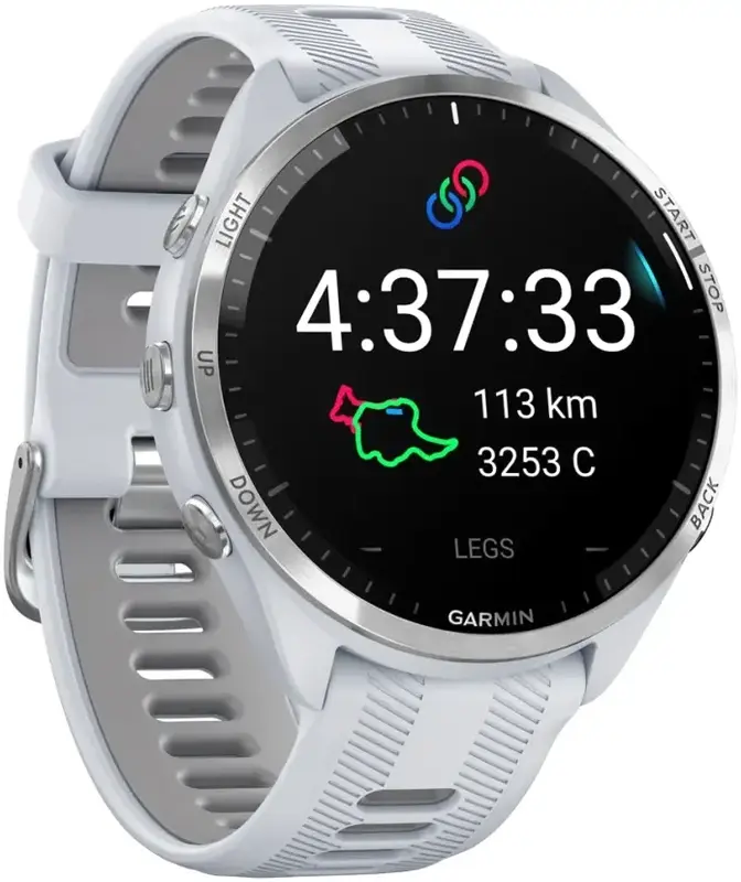 Смарт-годинник GARMIN Forerunner 965 з білим корпусом та біло-сірим силіконовим ремінцем (010-02809-11) - фото - №1