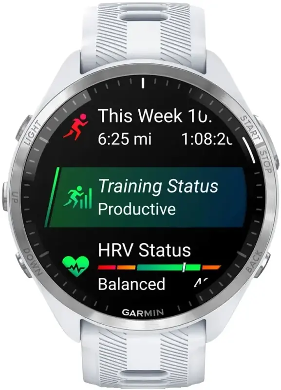 Смарт-годинник GARMIN Forerunner 965 з білим корпусом та біло-сірим силіконовим ремінцем (010-02809-11) - фото - №2