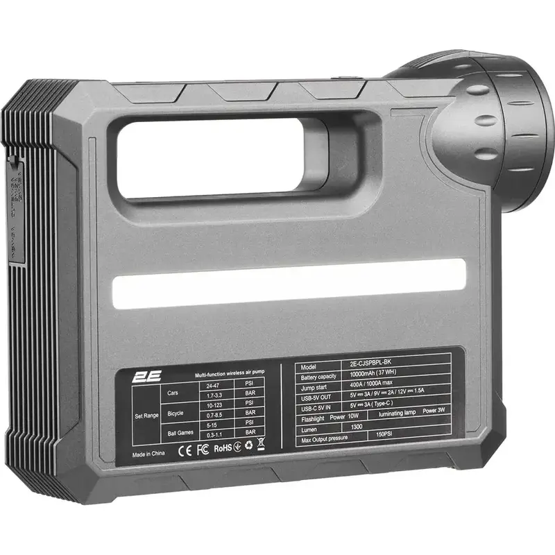 Пуско-зарядний пристрій портативний 2E Pitman, струм 400А/пік 1000А, 10000 мА/37 Втч, павербанк, - фото - №3