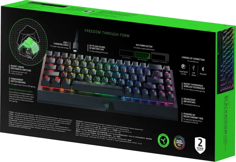 Игровая клавиатура Razer BlackWidow V3 Mini Hyperspeed Green Switch RU (RZ03-03891600-R3R1) фото