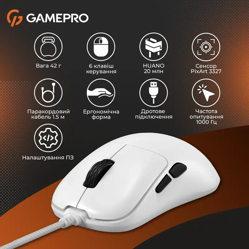 Ігрова комп'ютерна миша GamePro GM690W White - фото - №8