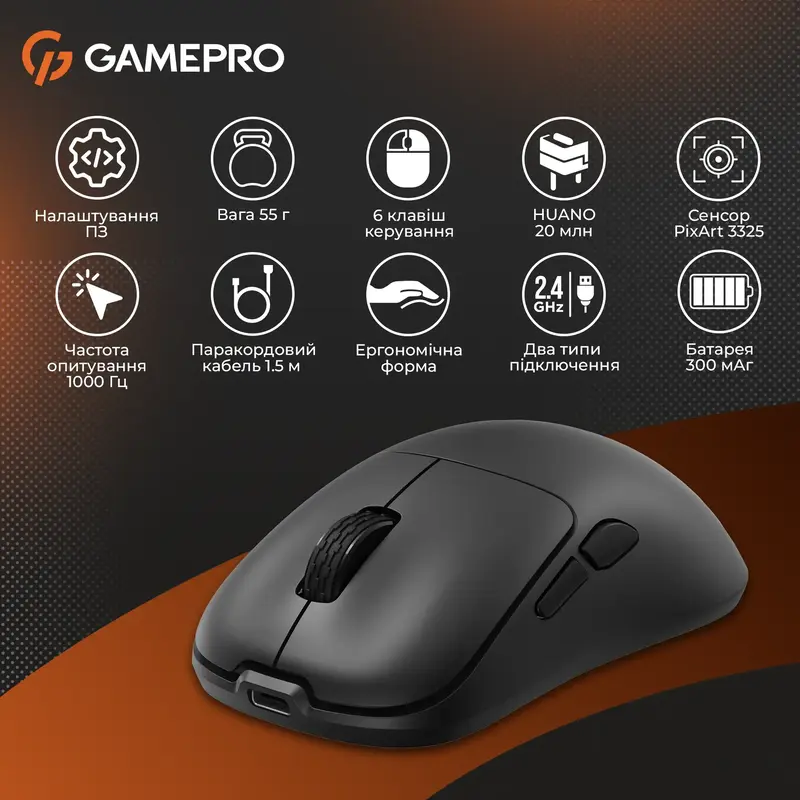 Ігрова комп'ютерна миша GamePro GM990B Black фото