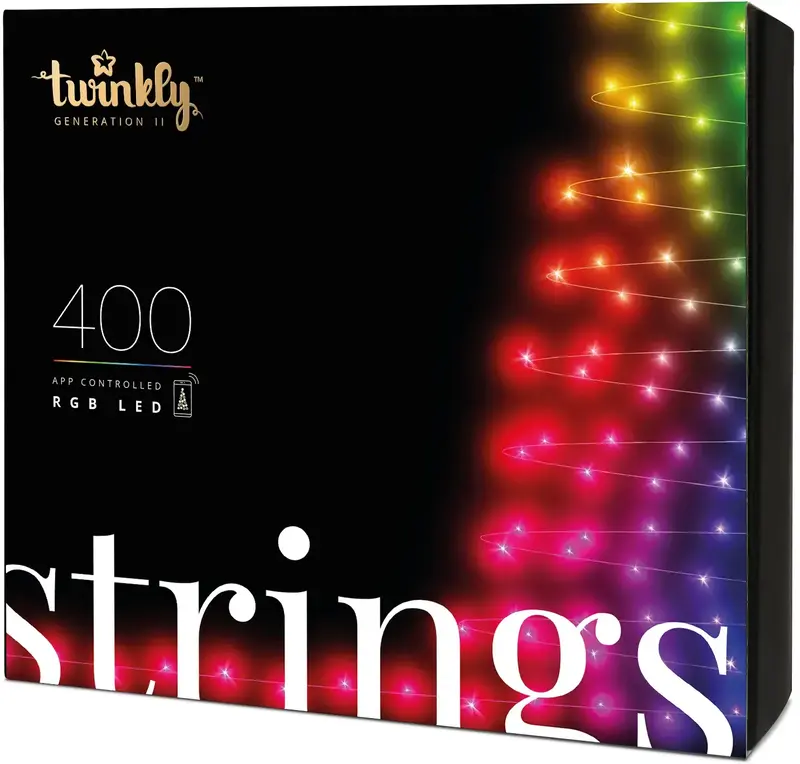 Гірлянда Smart LED Twinkly Strings RGB 400 IP44 32м кабель чорний - фото - №0
