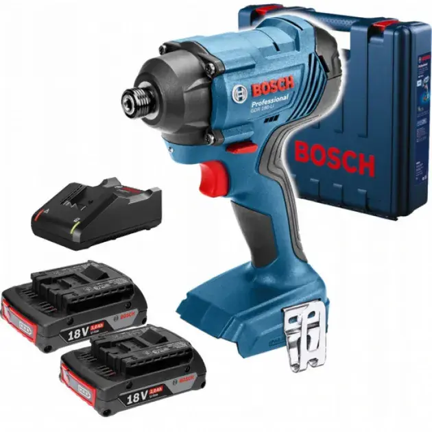 Дриль-гайковерт ударний Bosch GDR 180-Li 18V АКБ 2х2Аг + кейс фото