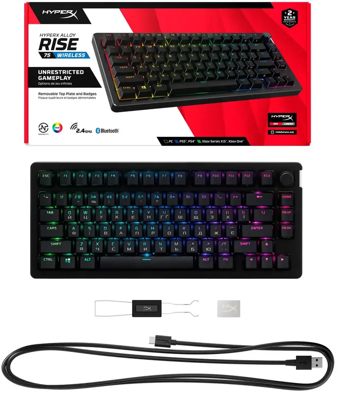 Ігрова клавіатура HyperX Alloy Rise 75 PBT HX Red Wireless фото